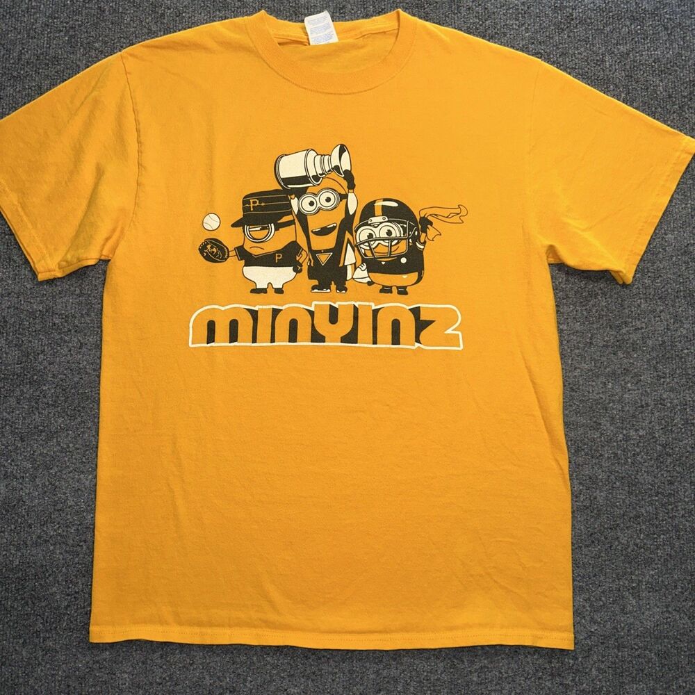 Steel City MinYinz Minions T-Shirt Pittsburgh Parody M Medium Orange Funny Tee